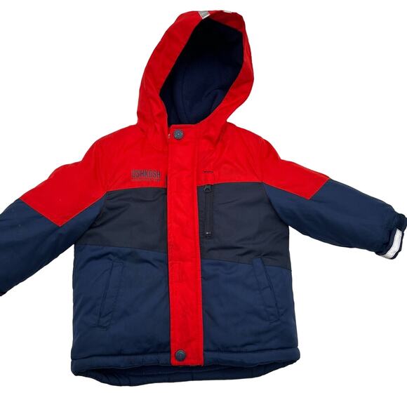 OSH KOSH B’GOSH 18M Red Blue Hooded Winter Warm Coat Jacket girls boys Insulated - Picture 1 of 6
